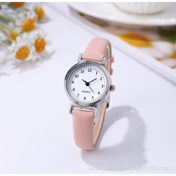 Ladies' round shape strap quartz watches for women